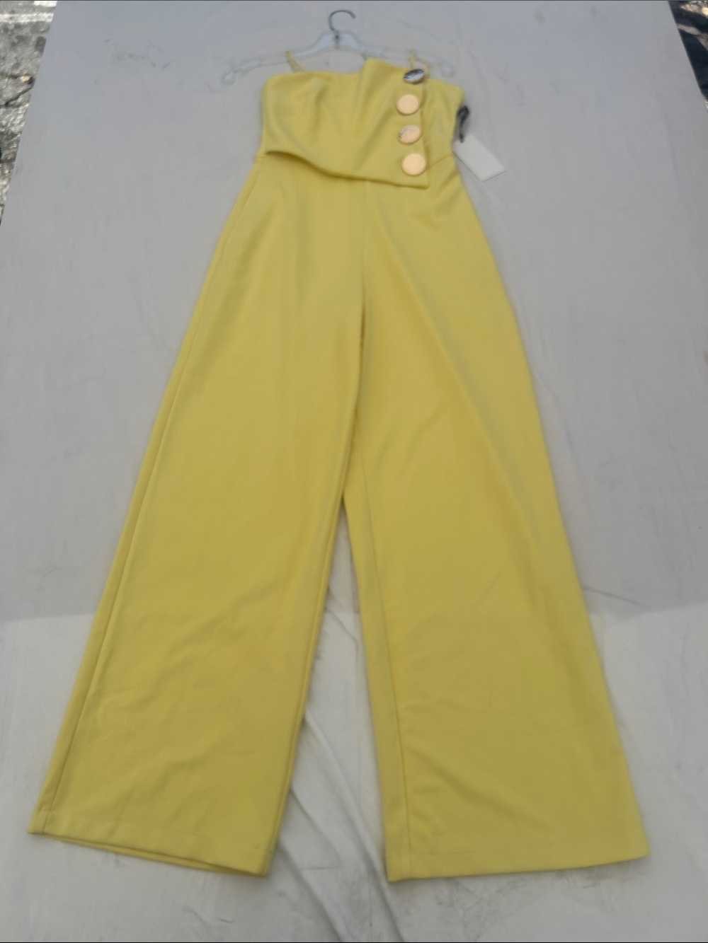 Strapless Wide-Leg Jumpsuit in Lemon Yellow